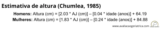 Estimativa de altura utilizando fórmula de Chumlea (1985)